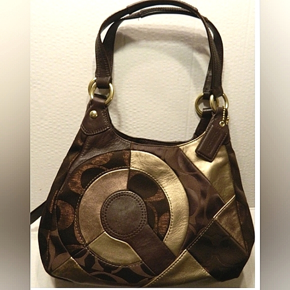 ☆Gorgeous Vintage COACH Soho Signature Metallic Inlaid C Patchwork Hobo~Rar… - Picture 14 of 16